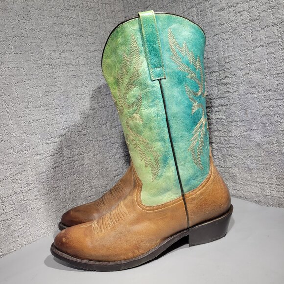 Masterson RBC824 Men's Size 14 EW US Brown Green Leather Pull on Western Boots - Picture 3 of 11